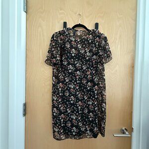 Knot Sisters Black Floral Chiffon Mini Dress – Size S